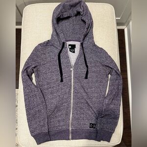 DC Hoodie Sweatshirt Women's Long Sleeve Fleece Knit Full Zip Purple Size Small